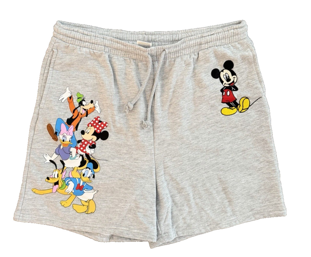 NWOT Womens LG Disney Mickey Mouse And Friends Graphic Fleece Shorts 5.5" Inseam